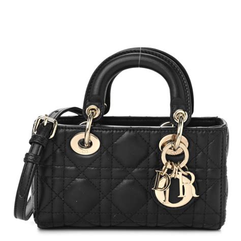 CHRISTIAN DIOR Lambskin Cannage Micro Lady D .